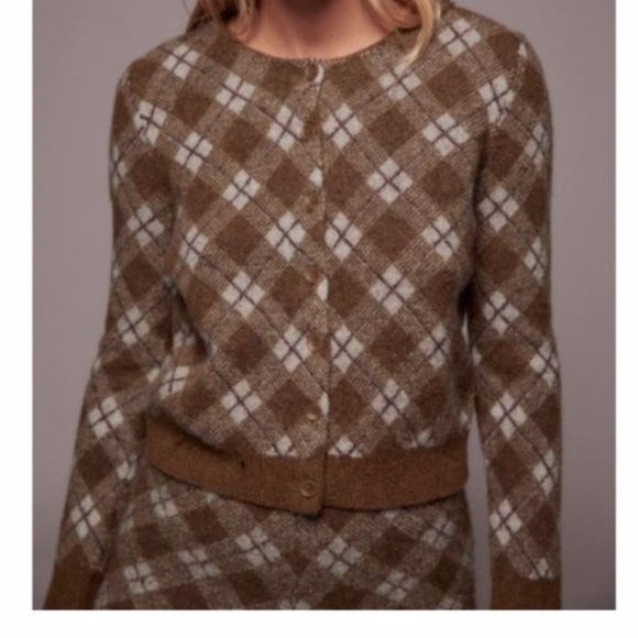 Zara Sweaters - NWT Zara Special Edition Argyle Wool Blend Cardigan Small